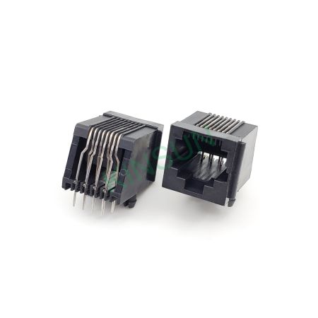 Connecteur RJ11, RJ12, RJ14, RJ45 à verrouillage latéral avec oreille et clé, type TH. - Connecteur RJ45 à verrouillage latéral de la série 3001, 8P8C, avec oreilles et une conception de clé sur l'ouverture.